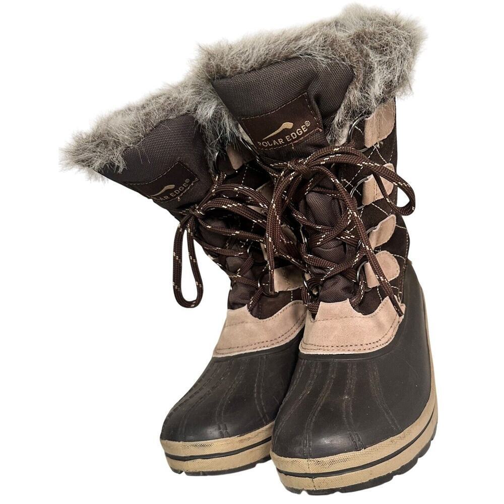 Polar Edge Thinsulate Suede Leather Faux Fur Boots Winter Womens Sz 7 Gorpcore - Picture 4 of 16
